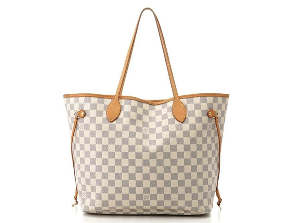 LOUIS VUITTON Neverfull Tote Bag Damier Azur White